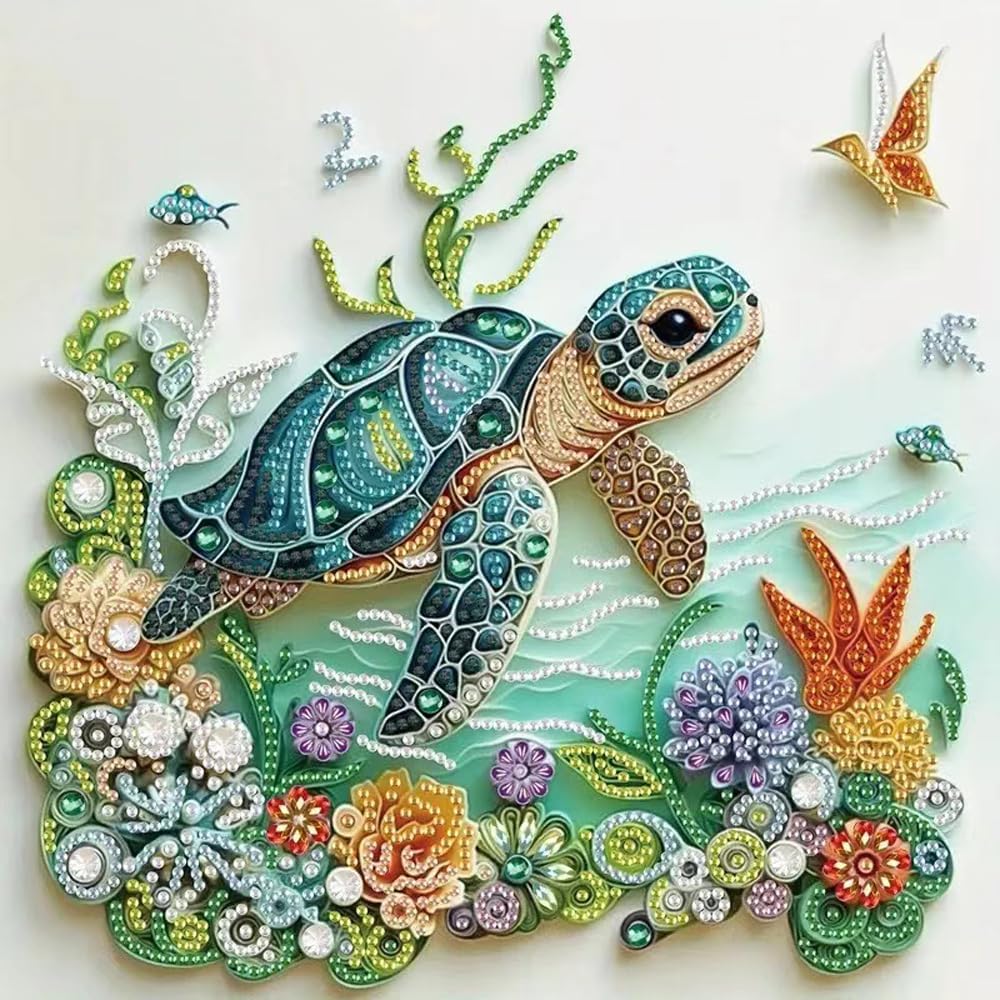 Resin Craft Kit - Deniz Kaplumbağası Hayvan Figürlü Elmas Boyama