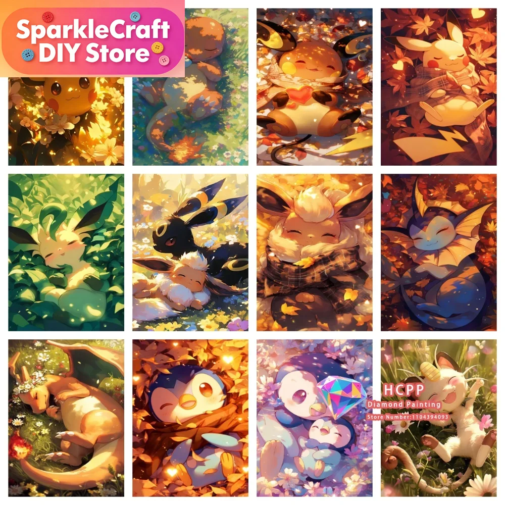 Resin Craft Kit - 1 adet çerçevesiz Karikatür Pokemon Pikachu