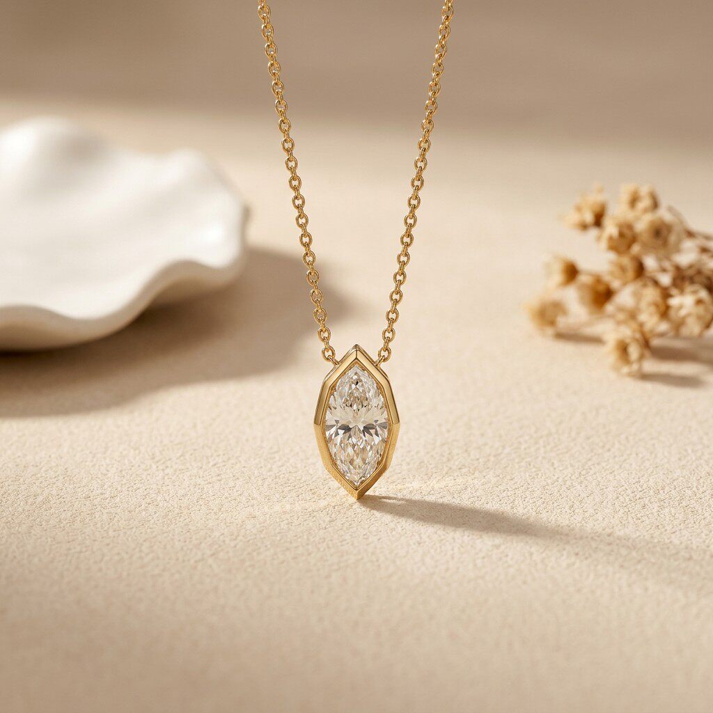 3 Karat Bezel Setli Markiz Kes - Bezels Set Pendant incelemesi ve fiyatı